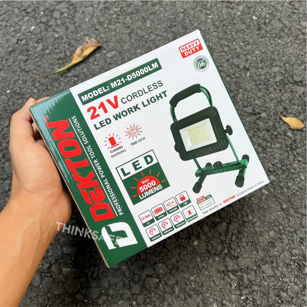 Đèn Công Trình Có 3 Cấp Độ Sáng Lên 5000Lumens DEKTON M21-D5000LM pin 21V, Đèn làm việc, Không kèm Chân Đèn - Thinksafe