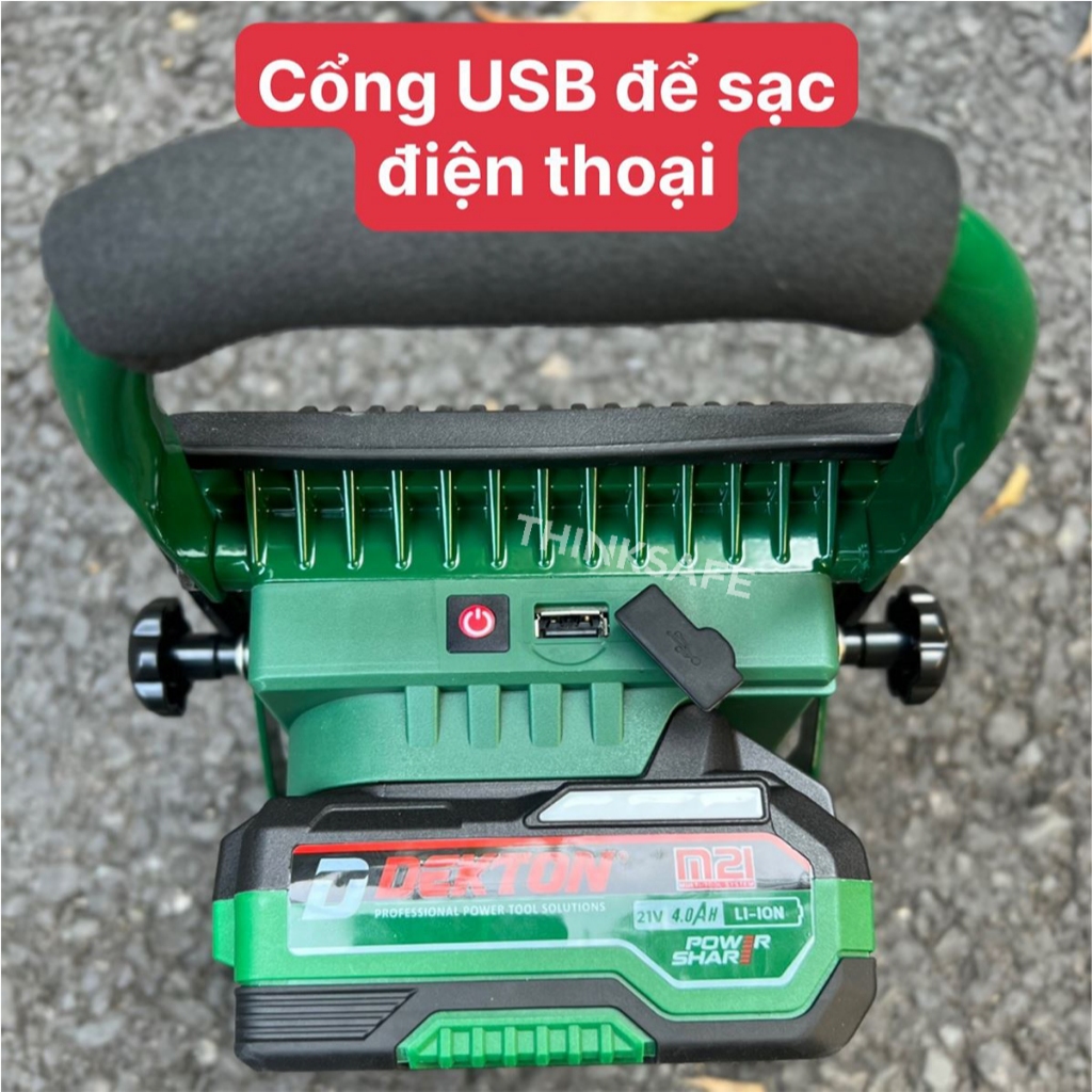 Đèn Công Trình Có 3 Cấp Độ Sáng Lên 5000Lumens DEKTON M21-D5000LM pin 21V, Đèn làm việc, Không kèm Chân Đèn - Thinksafe