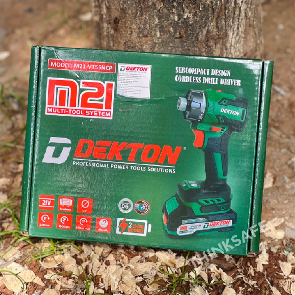 Máy siết vít dùng pin 21V DEKTON M21-VT55NCP, có cấp trượt 55N.m, động cơ không chổi than chuyên dùng siết dàn áo xe.