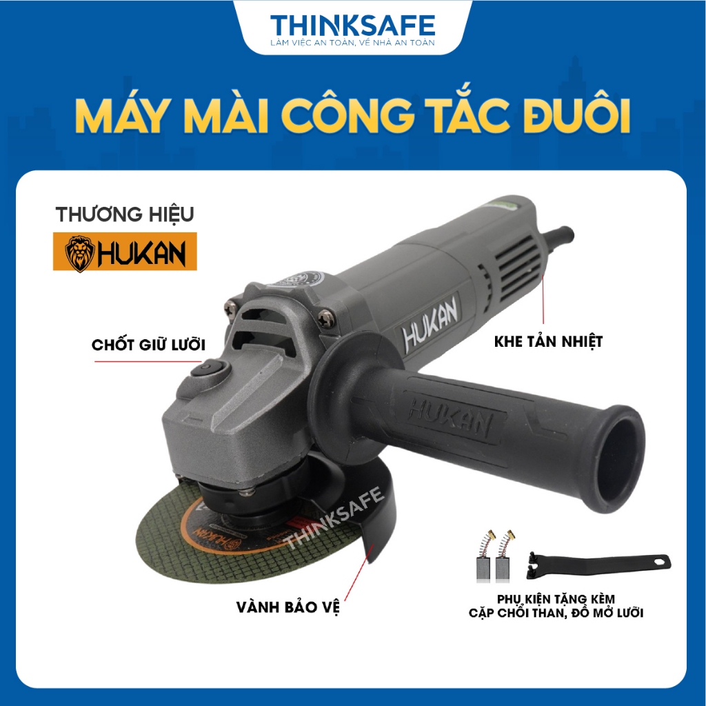 Máy mài góc HUKAN HK-AGX1080S công suất 800W, Đĩa mài 100mm, Công tắc đuôi, Máy mài góc cầm tay - ThinkSafe
