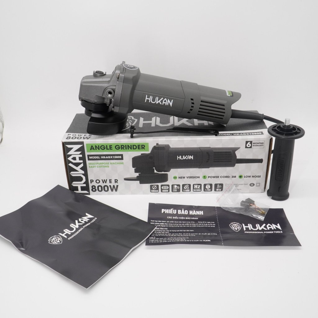Máy mài góc HUKAN HK-AGX1080S công suất 800W, Đĩa mài 100mm, Công tắc đuôi, Máy mài góc cầm tay - ThinkSafe