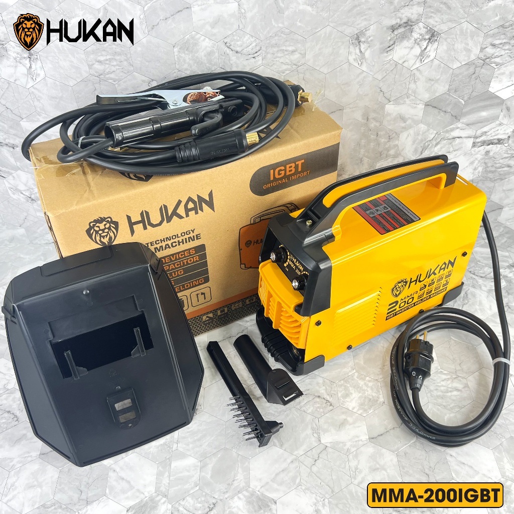 Máy hàn điện tử HUKAN MMA-200 IGBT, Công suất 3.9KV, Dòng điện ra 20-200A, Que hàn 1.6-3.2mm