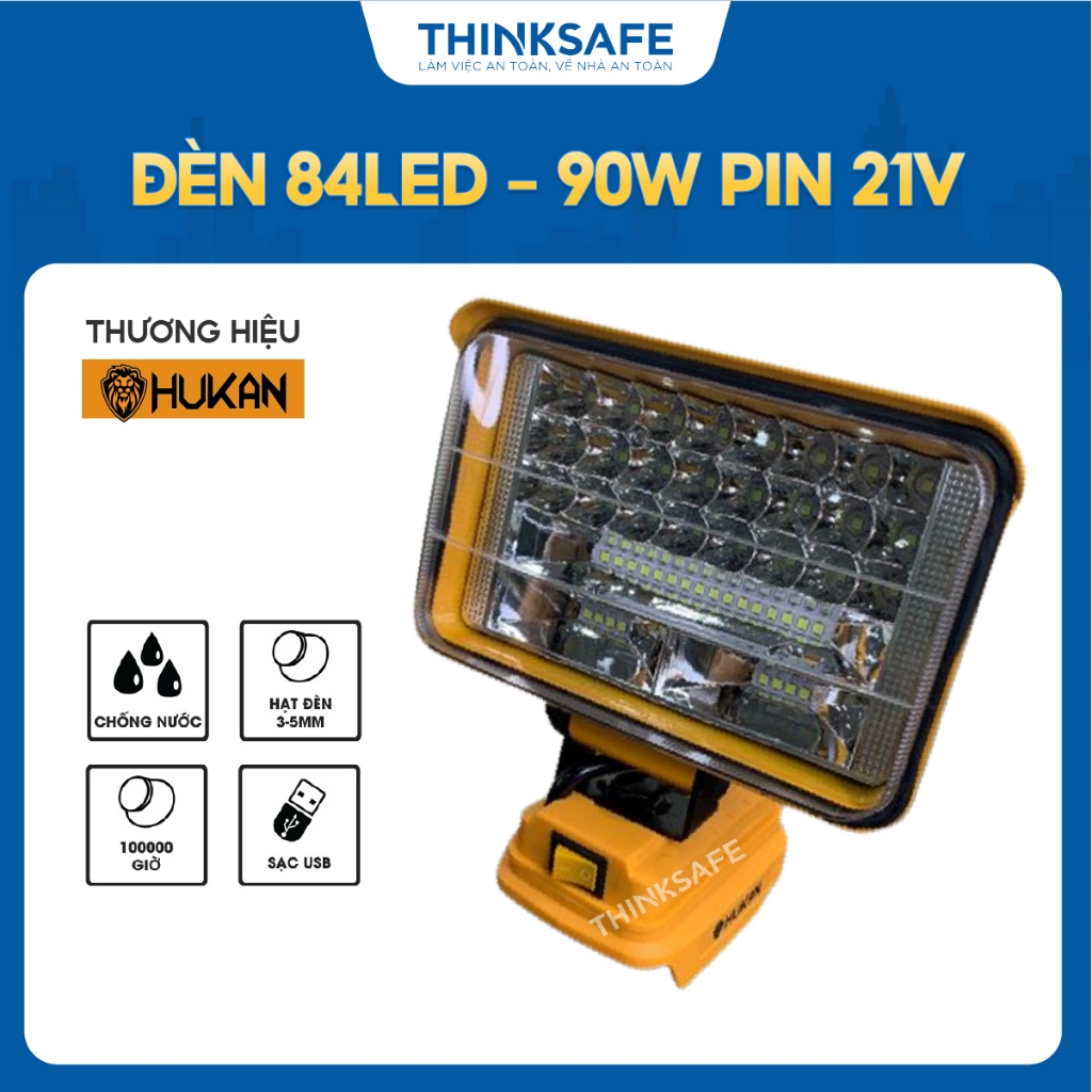 Thân Đèn Led dùng pin HUKAN HK-LB3IN15, HK-LB8IN90, Công suất 15 - 90W, Gồm 12 - 84 bóng đèn pha siêu sáng - ThinkSafe