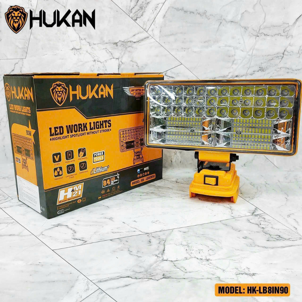 Thân Đèn Led dùng pin HUKAN HK-LB3IN15, HK-LB8IN90, Công suất 15 - 90W, Gồm 12 - 84 bóng đèn pha siêu sáng - ThinkSafe