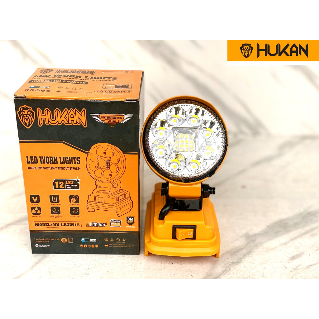 Thân Đèn Led dùng pin HUKAN HK-LB3IN15, HK-LB8IN90, Công suất 15 - 90W, Gồm 12 - 84 bóng đèn pha siêu sáng - ThinkSafe