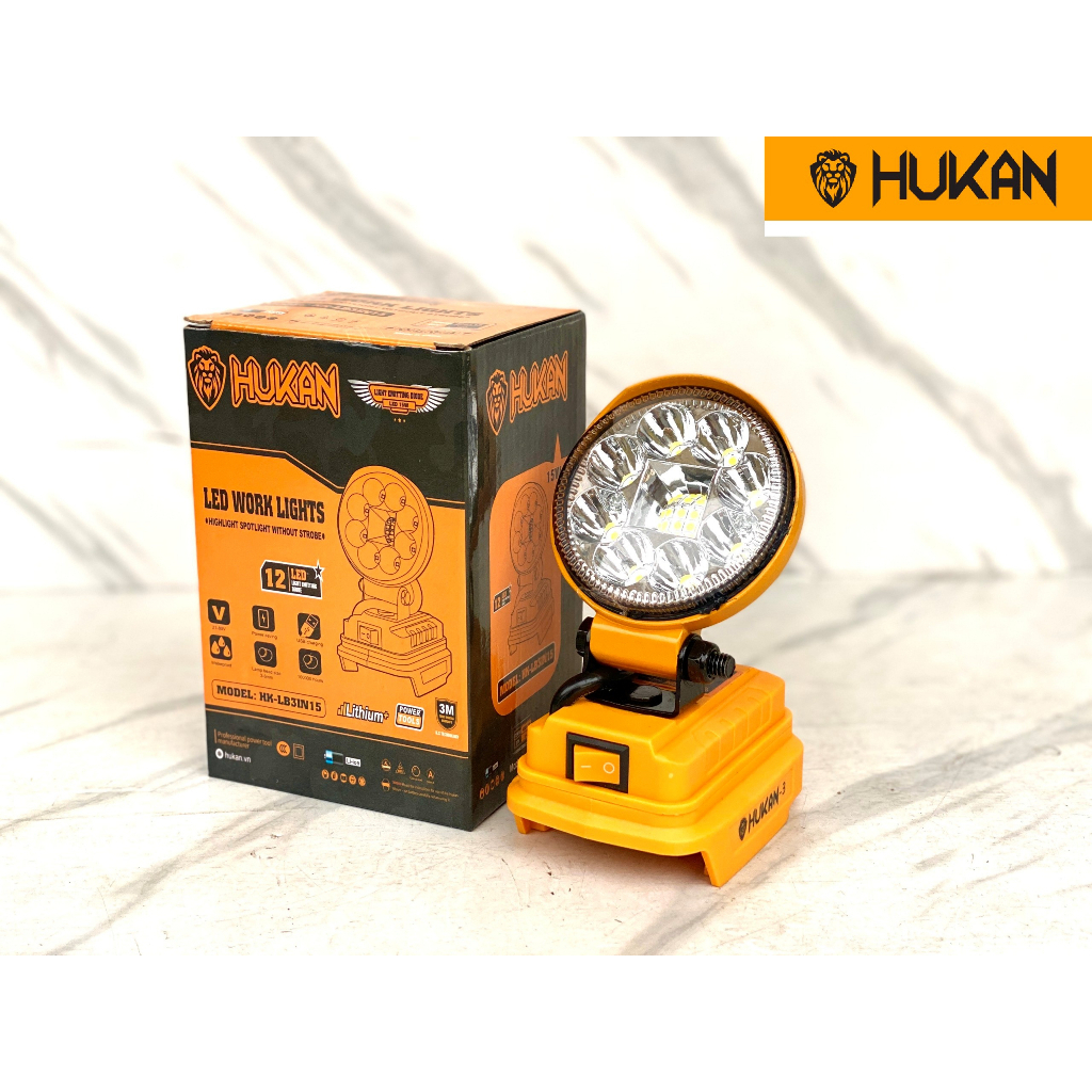 Thân Đèn Led dùng pin HUKAN HK-LB3IN15, HK-LB8IN90, Công suất 15 - 90W, Gồm 12 - 84 bóng đèn pha siêu sáng - ThinkSafe