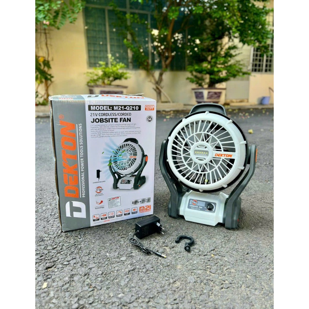 Máy quạt dùng pin Dekton M21-Q210, Dùng được pin và điện, Motor chổi than, Thiết kế nhỏ gọn, nhẹ, Tặng kèm 1 adapter