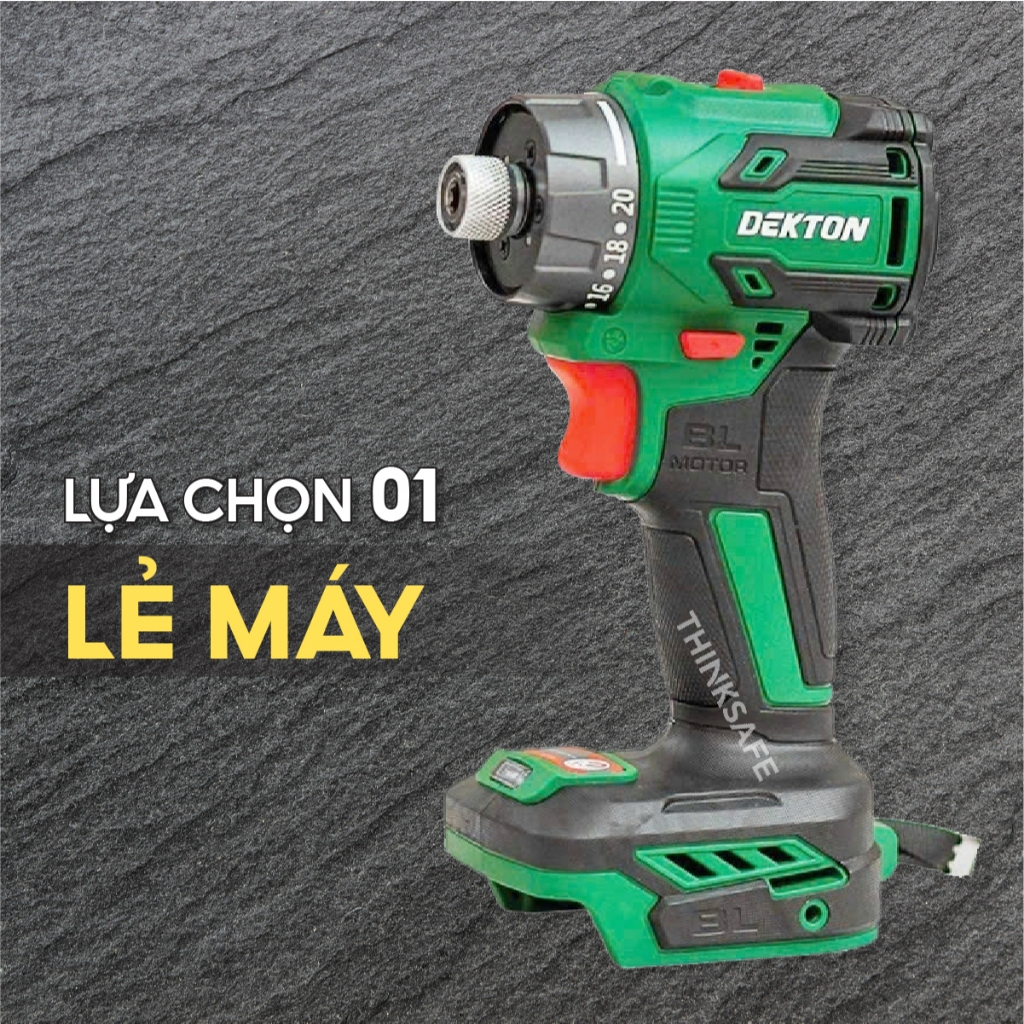 Máy siết vít dùng pin 21V DEKTON M21-VT55NCP, có cấp trượt 55N.m, động cơ không chổi than chuyên dùng siết dàn áo xe.