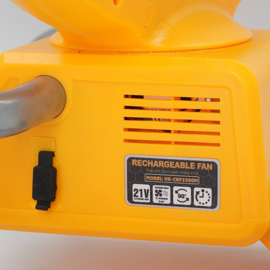 Thân máy quạt HUKAN HK-CRF3500M, Dùng pin 21V và điện 220V, 3 chế độ gió, hẹn giờ, Kèm 1 adapter, Chưa Kèm Pin Sạc