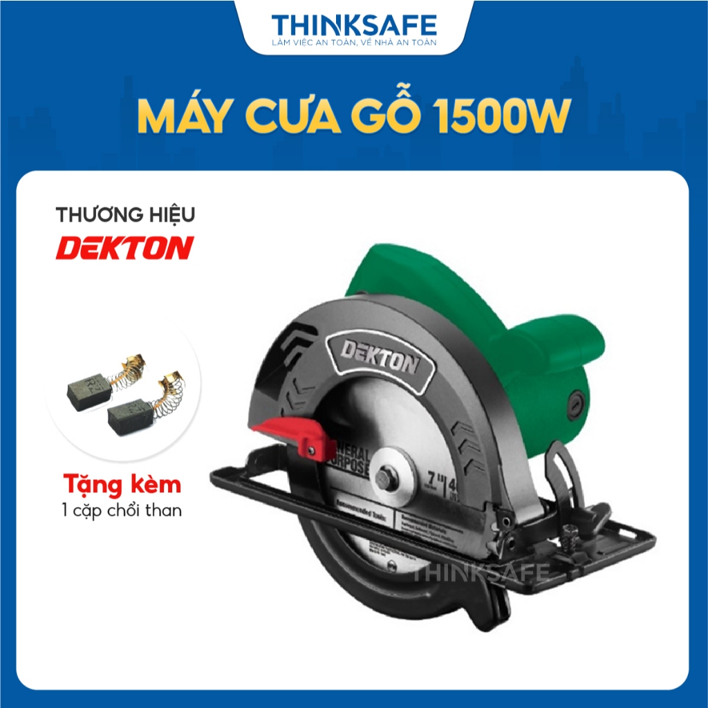 Máy cắt gỗ DEKTON DK18501 công suất 1500W đĩa 185mm có kèm lưỡi máy cưa gỗ, cắt nghiêng 45 đô