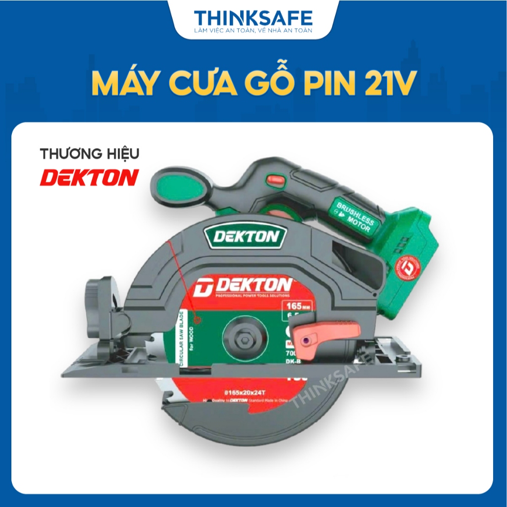 Máy cưa gỗ Pin 21V Dekton M21- CG165BL cưa đĩa không chổi than lưỡi 165mm, điều chỉnh góc cắt