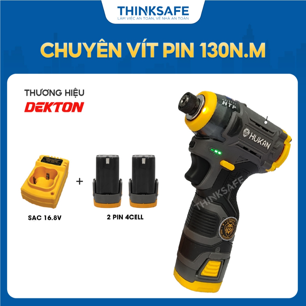 Máy chuyên vít pin HUKAN HK-EC130MCL có búa, không chổi than, lực siết 130Nm, Máy bắn vít 3 cấp chỉnh tốc - Thinksafe