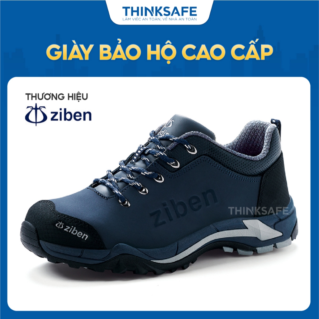 Giày bảo hộ Hàn Quốc ZIBEN 172 màu navy, chống nước, trơn trượt, va đập, Giày thấp cổ kiểu dáng thể thao  - Thinksafe