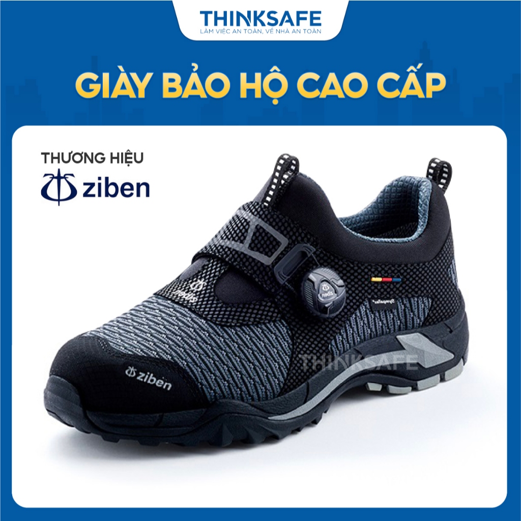 Giày bảo hộ Hàn Quốc ZIBEN 213 khóa vặn tiện lợi, thoáng khí, chống nước, chống va đập - Thinksafe