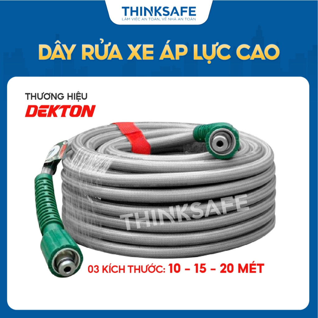 Dây rửa xe áp lực cao 22mm DEKTON 10m, 15m, 20m hàng chính hãng, dây xịn của hãng.