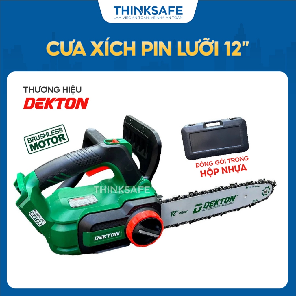 Thân máy cưa xích pin DEKTON M21-CX12BL, Động cơ Không Chổi Than, lam xích 12 inch (chưa pin) - Thinksafe