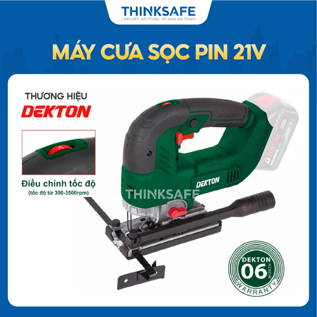 Máy cưa lọng pin DEKTON M21-CS120BL, Động cơ Không chổi than, Dàn cơ bằng kim loại siêu bền - Thinksafe