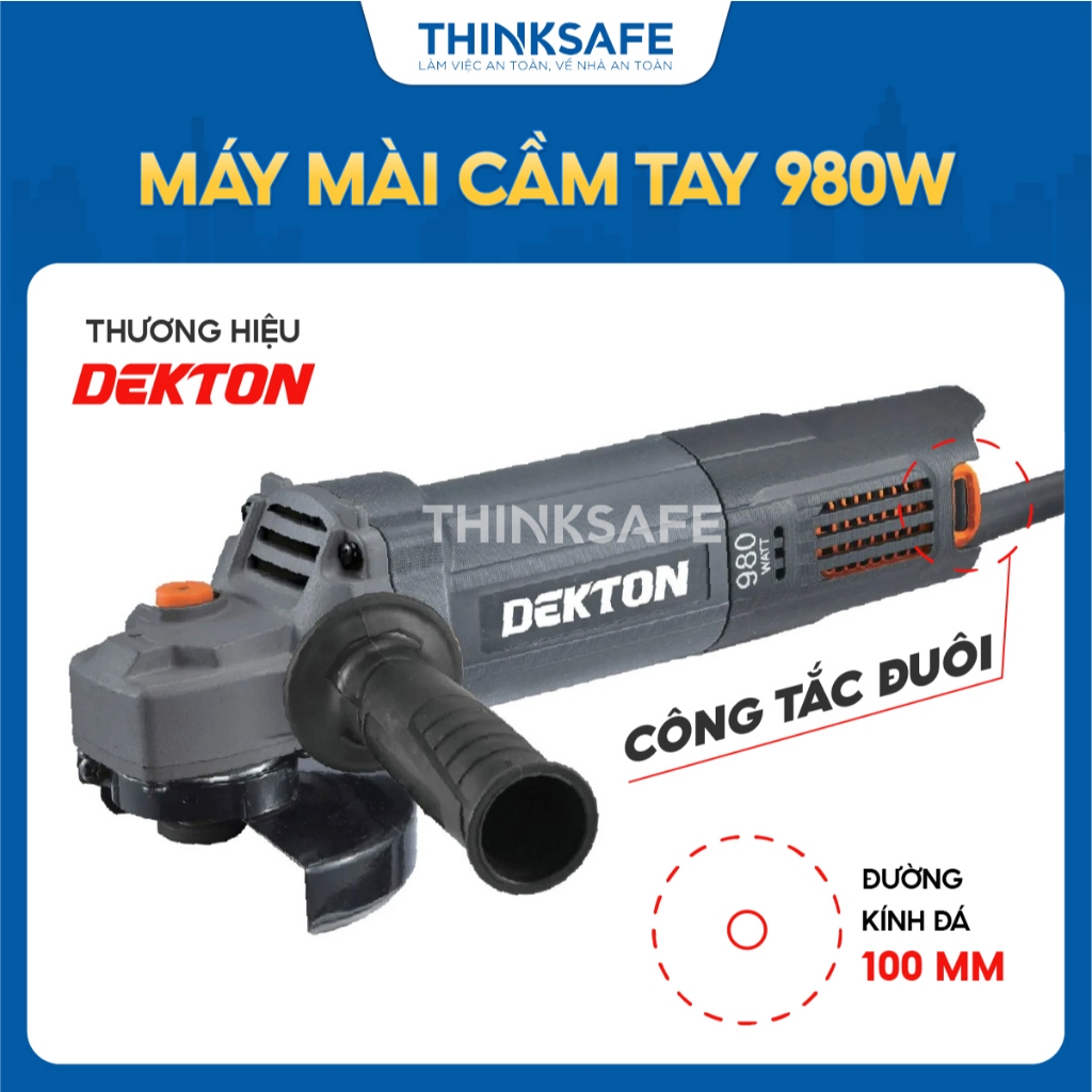 Máy mài cầm tay DEKTON DK-AG980, Công suất 980W, Công tắc đuôi, lõi đồng 100% rất mạnh, đá 100mm