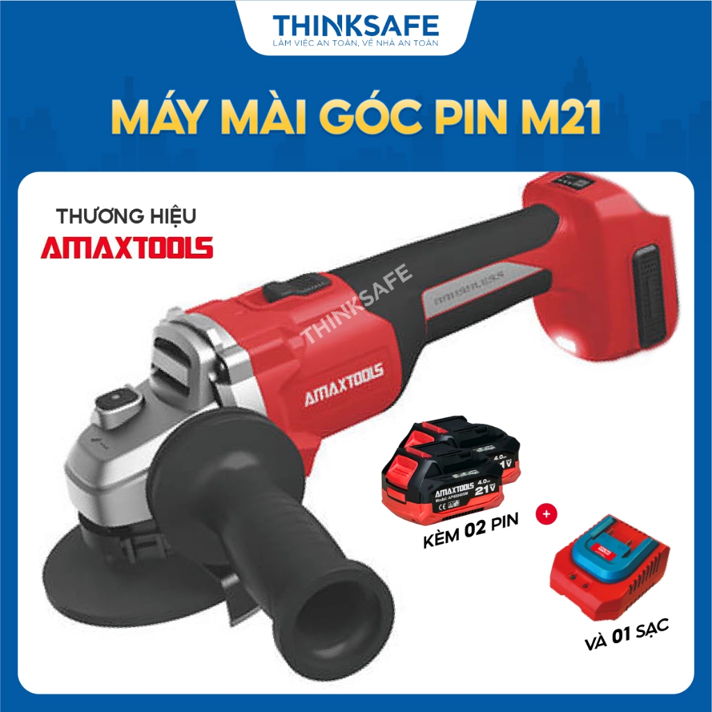 Máy mài góc dùng pin 21V Amaxtools AM100SM, đĩa mài 100mm, trục M10 Máy cắt kim loại động cơ không chổi than - Thinksafe