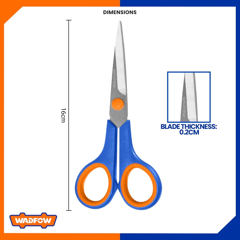 Kéo cắt giấy Wadfow WSX2655 WSX2607 kích thước 140mm - 160mm, độ dày lưỡi 2mm, Kéo nhà bếp, kéo cắt đa năng - Thinksafe