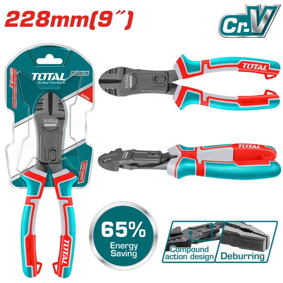 Kìm cắt trợ lực Total THTC530806 kích thước 8inch/200mm, Tiết kiệm 65% sức so với kềm thông thường - Thinksafe
