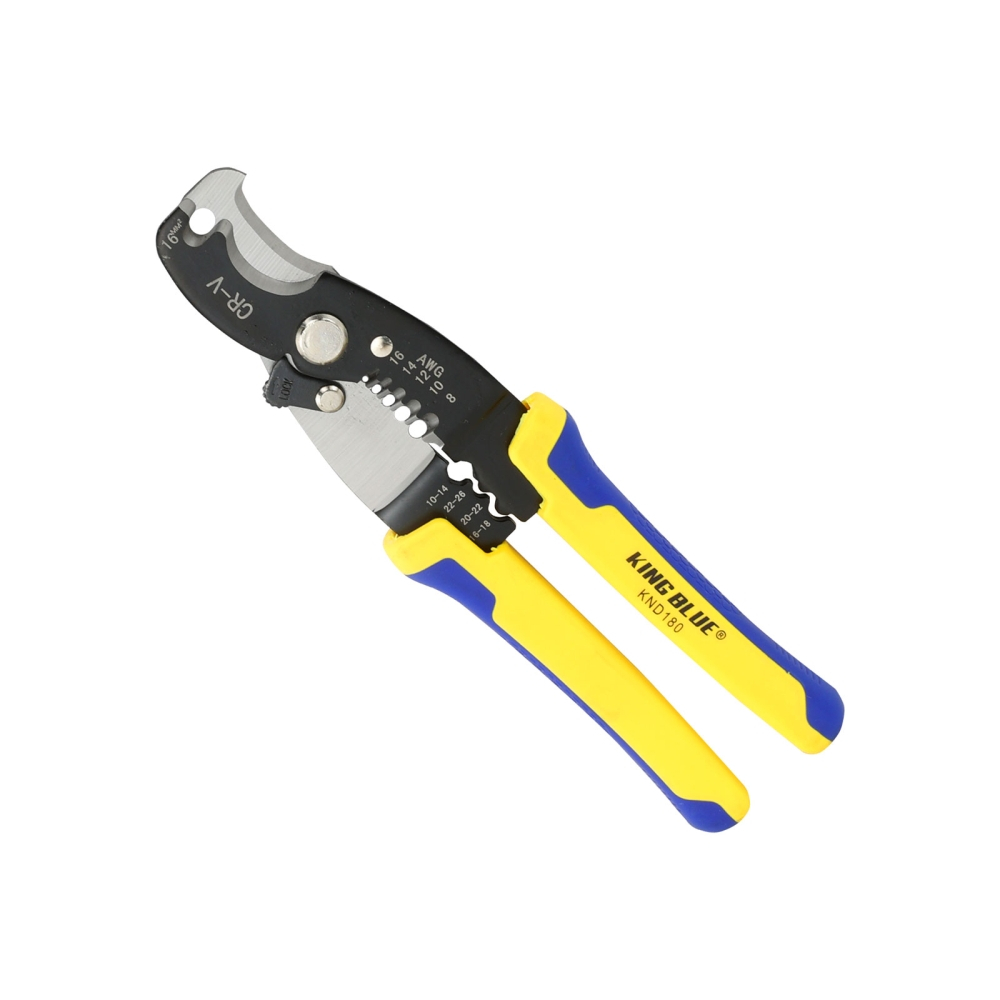 Kìm tuốt dây điện KingBlue KND180/KND205 chiều dài 180-205mm, chất liệu thép crv Kìm uốn, cắt, tuốt dây điện đa năng