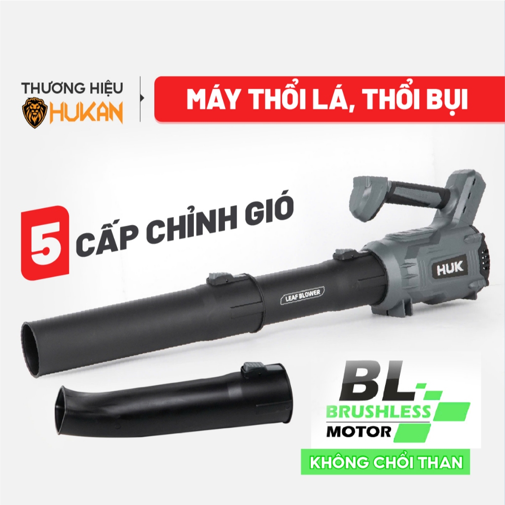 Máy thổi lá pin HUKAN G3BL-F7TURBO, Động cơ không chổi than, 5 Cấp chỉnh tốc, Máy thổi bụi tốc độ 21500 vòng/phút