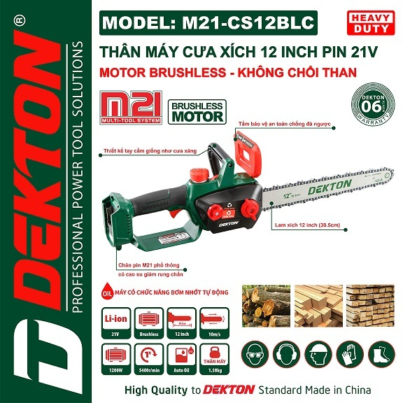 Máy Cưa Xích Dekton M21-CS12BLC - Lam Xích 12 inch