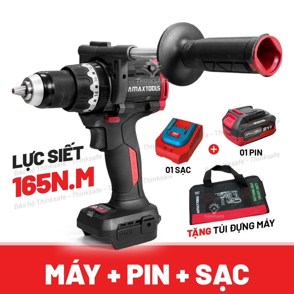 Máy Khoan Rút Lõi AMAXTOOLS 120Nm AKI12013 khoan pin chuyên dùng cho thợ điện lạnh