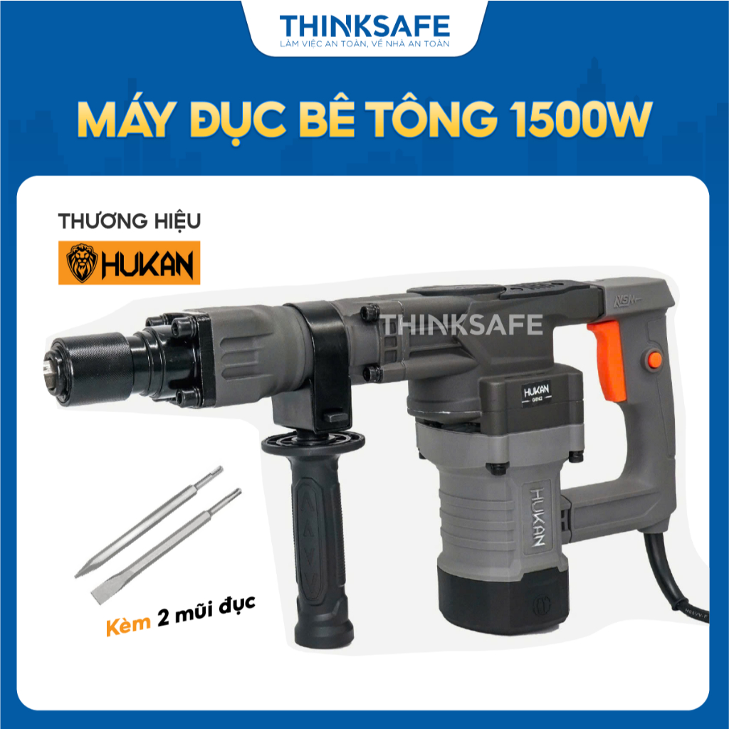 Máy đục bê tông Hukan G2D-S5 (GEN 2), Công suất: 1500W, Giảm chấn rung, Lực đập: 15J, Máy chuyên đục - Thinksafe