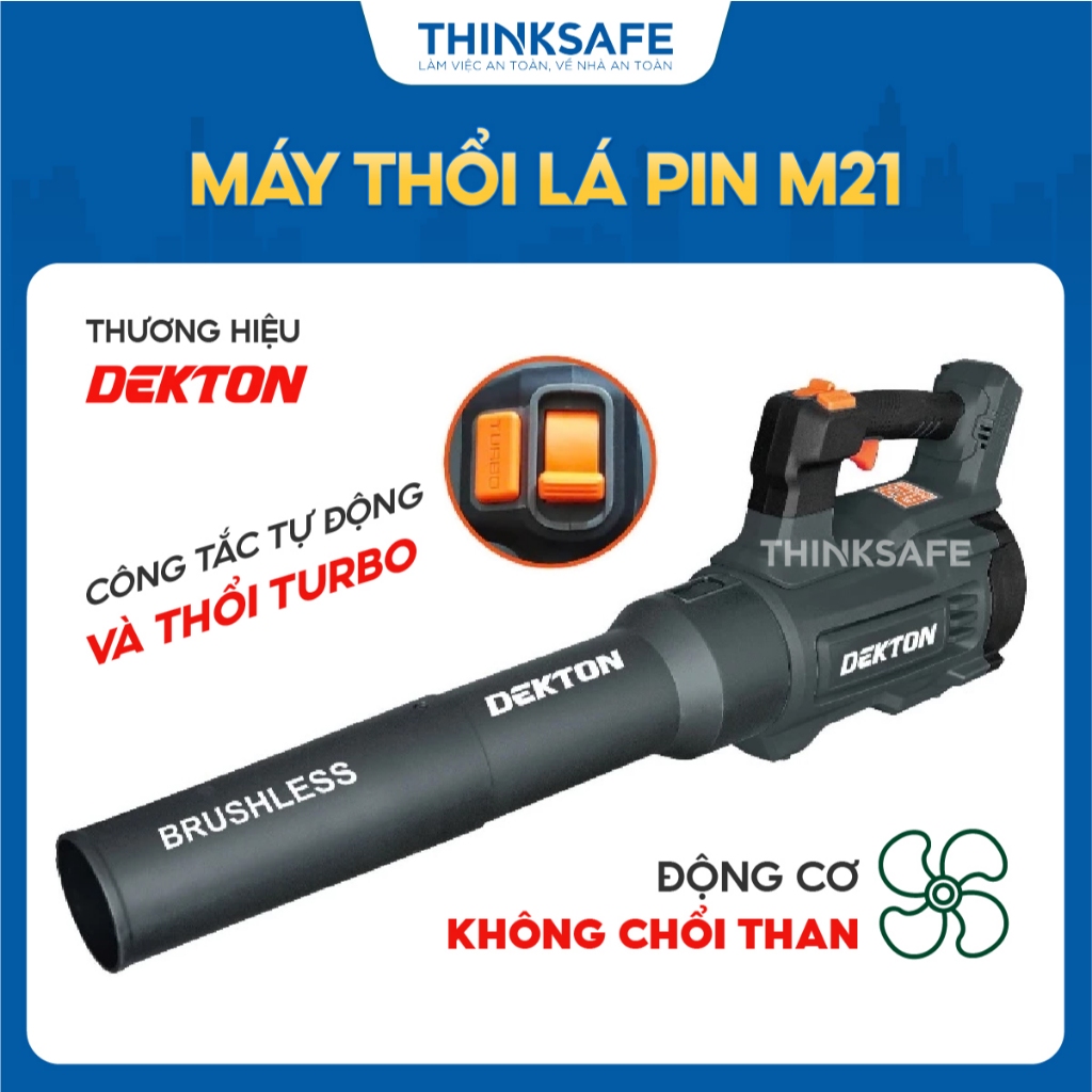 Máy Thổi Lá Dùng Pin Phổ Thông DEKTON M21-TL02BL, chế độ thổi turbo Có Thể Chỉnh Khoá Công Tắc, máy thổi bụi lớn
