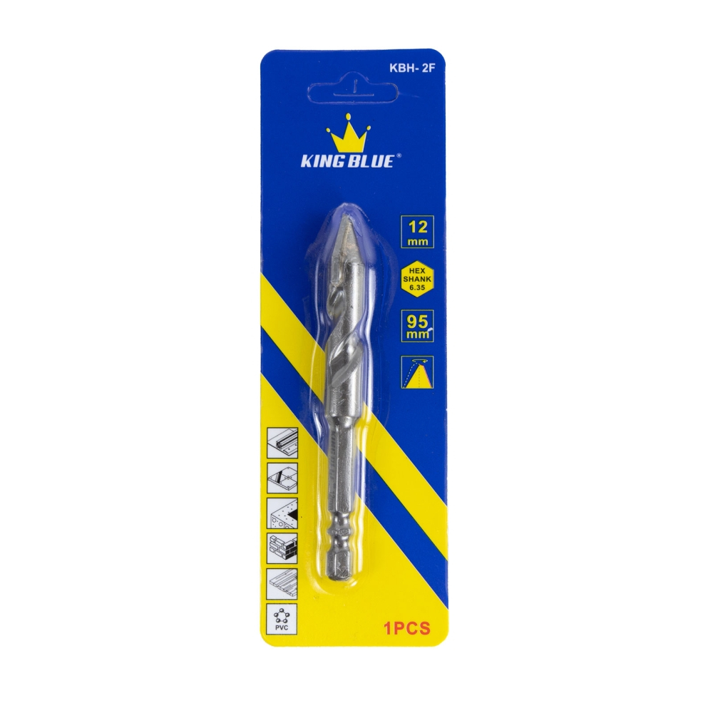 Combo 10 mũi khoan đa năng lục giác KingBlue KBH2F kích thước 4 - 12mm, dài 95mm khoan đá, kính, bê tông, gạch men, sắt