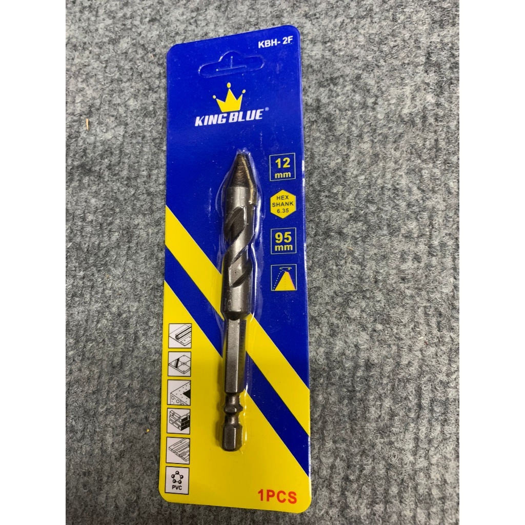 Combo 10 mũi khoan đa năng lục giác KingBlue KBH2F kích thước 4 - 12mm, dài 95mm khoan đá, kính, bê tông, gạch men, sắt