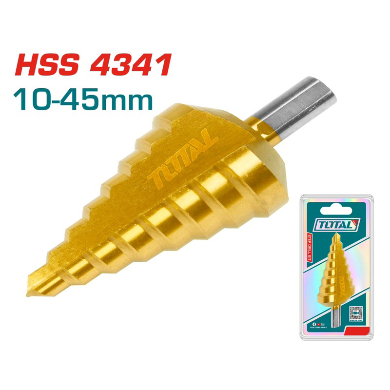 Mũi khoan bậc Total, Kích thước 10mm - 45mm, mũi khoan tháp dùng cho thép tấm, phân phối chính hãng - Thinksafe