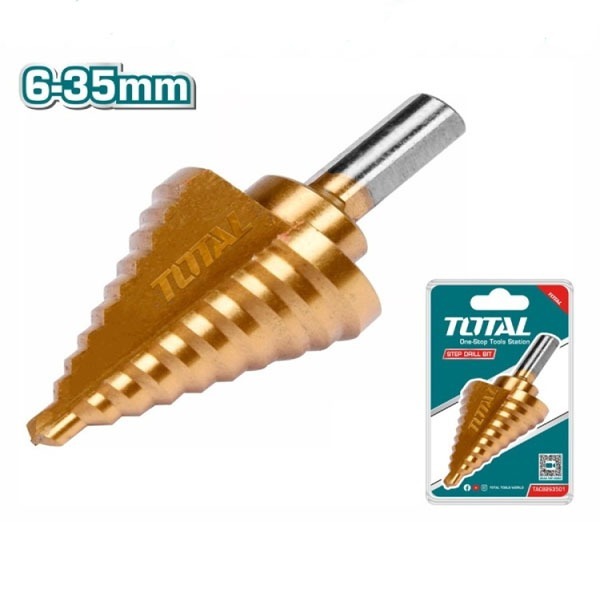 Mũi khoan bậc Total, Kích thước 10mm - 45mm, mũi khoan tháp dùng cho thép tấm, phân phối chính hãng - Thinksafe