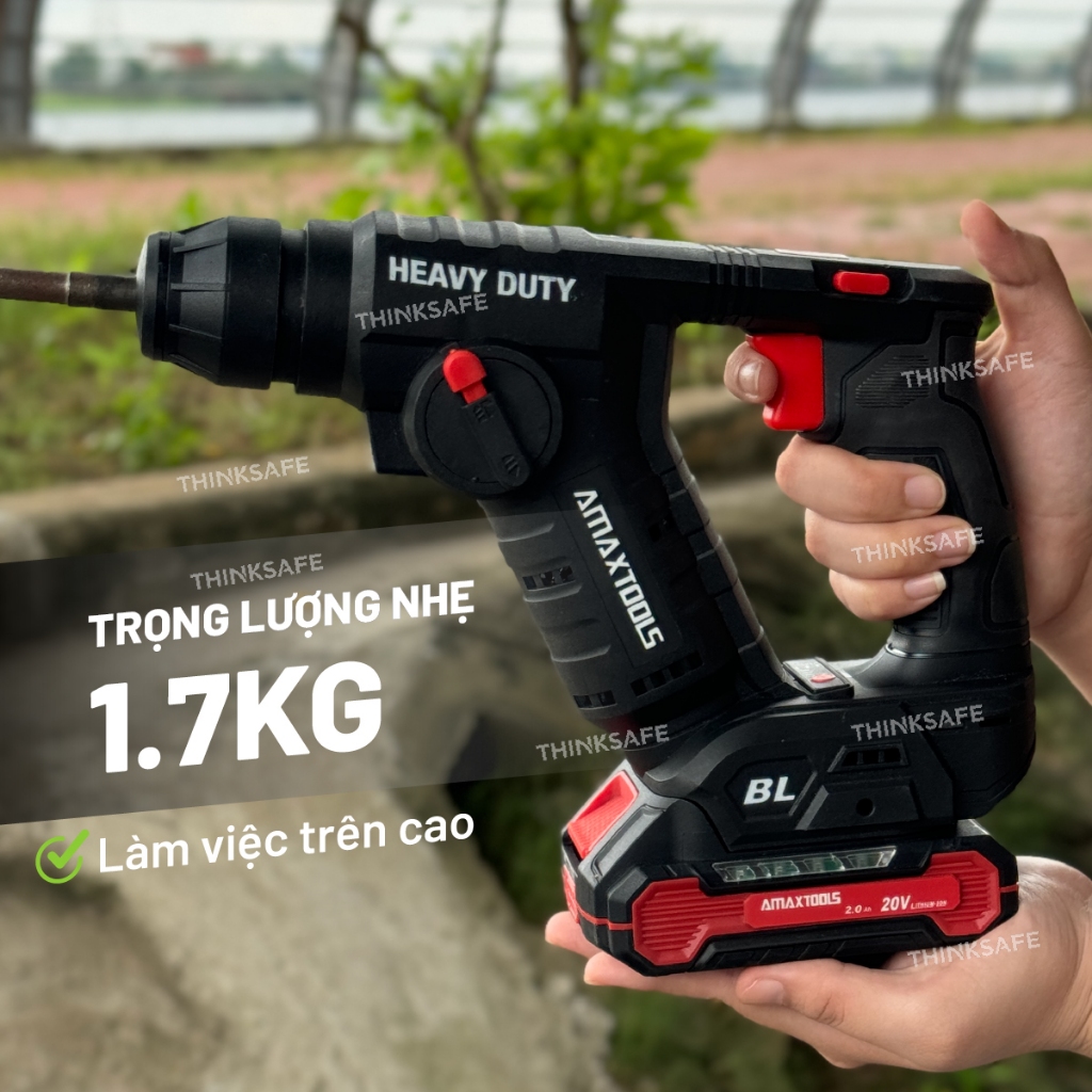 Khoan bê tông 2 chức năng pin 21V Amaxtools A3CN12SM