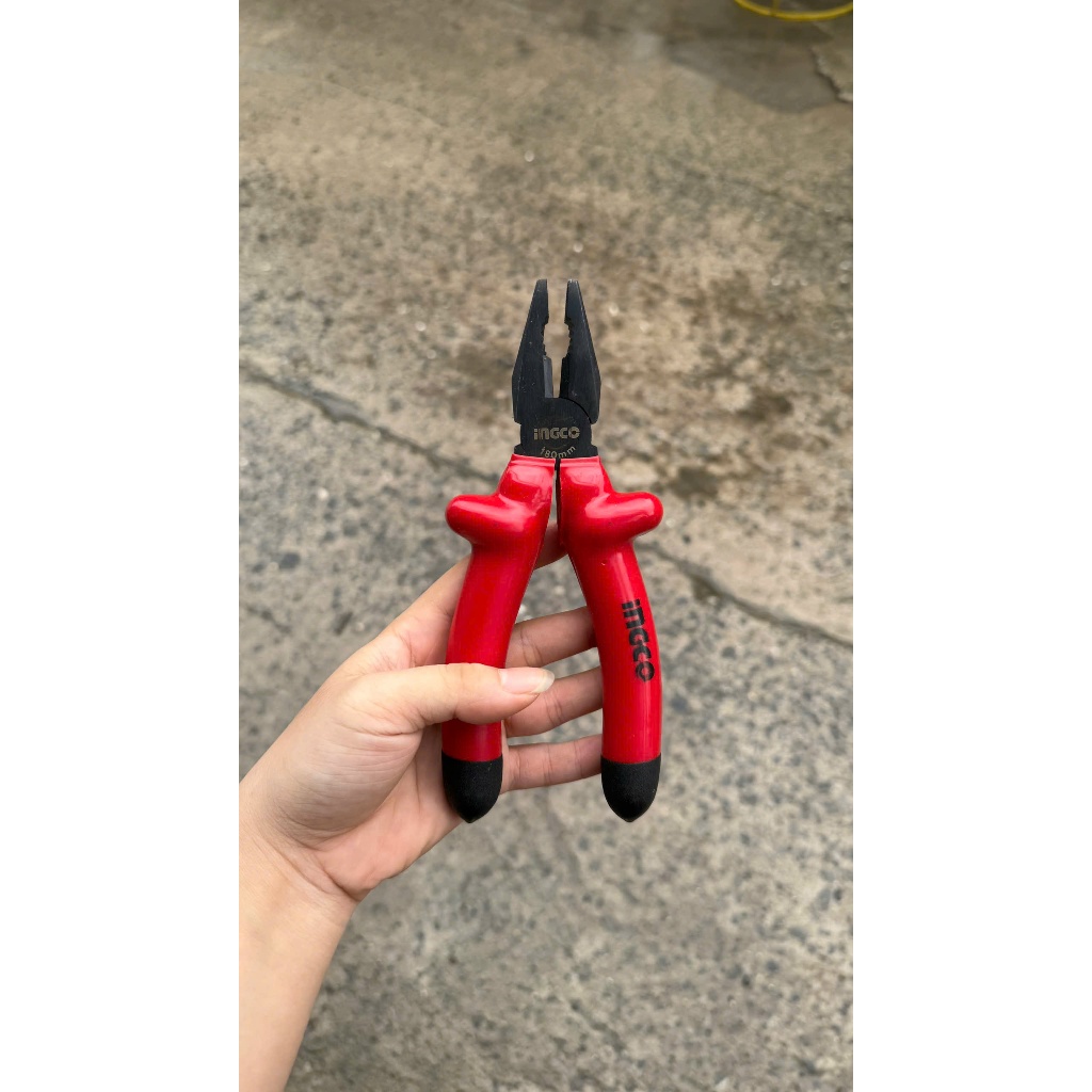 Kìm răng cách điện INGCO HICP01180 7 inch 8 inch - Tay cầm bọc nhựa chuyên dụng, cách điện 1000V - Thinksafe