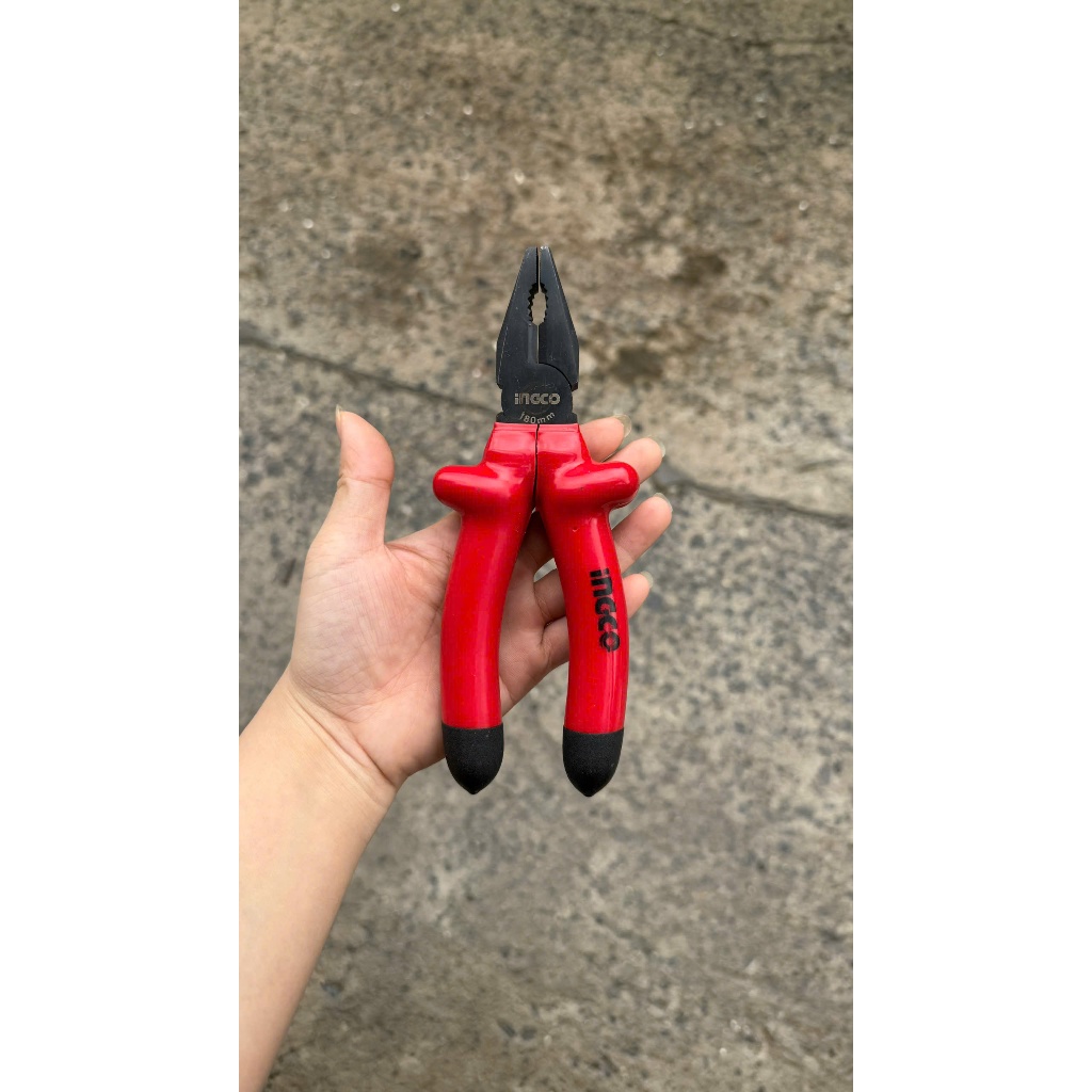 Kìm răng cách điện INGCO HICP01180 7 inch 8 inch - Tay cầm bọc nhựa chuyên dụng, cách điện 1000V - Thinksafe