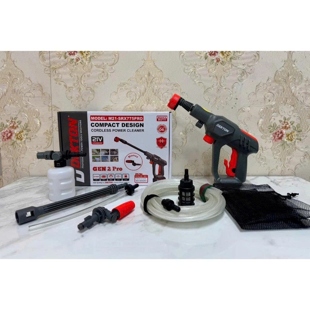 Máy xịt rửa xe dùng pin 21V Dekton M21-SRX775PRO công suất 260W, áp lực nước 40bar Máy rửa xe dòng Compact nhỏ gọn
