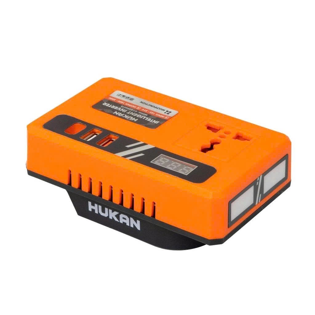 Bộ chuyển đổi nguồn điện HUKAN G1-BCN0218 | Chuyển từ pin 18-21V lên 220V Cắm Được Quạt Điện, Sạc Nhanh, Có Đèn Led