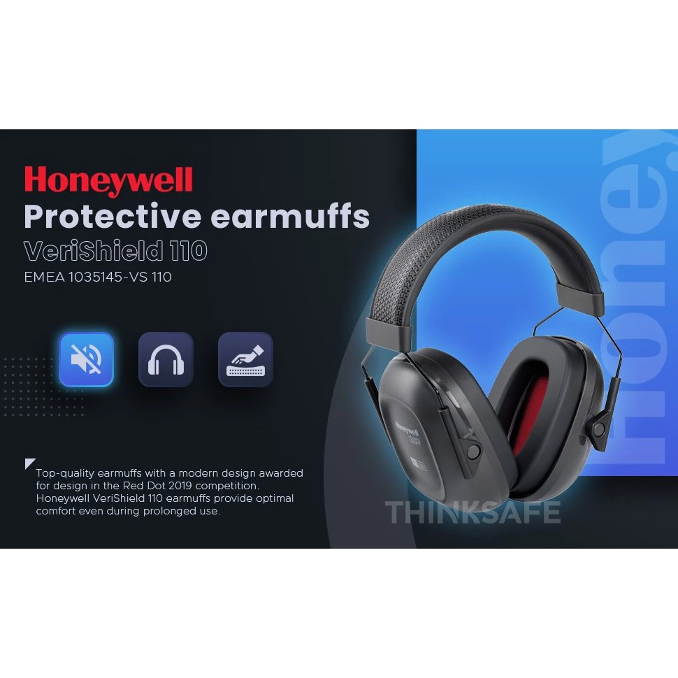 Chụp tai chống ồn Honeywell Vs110 Chụp bảo vệ tai giảm ồn 24Db, Bịt tai bảo vệ thính giác nhà máy, công xưởng