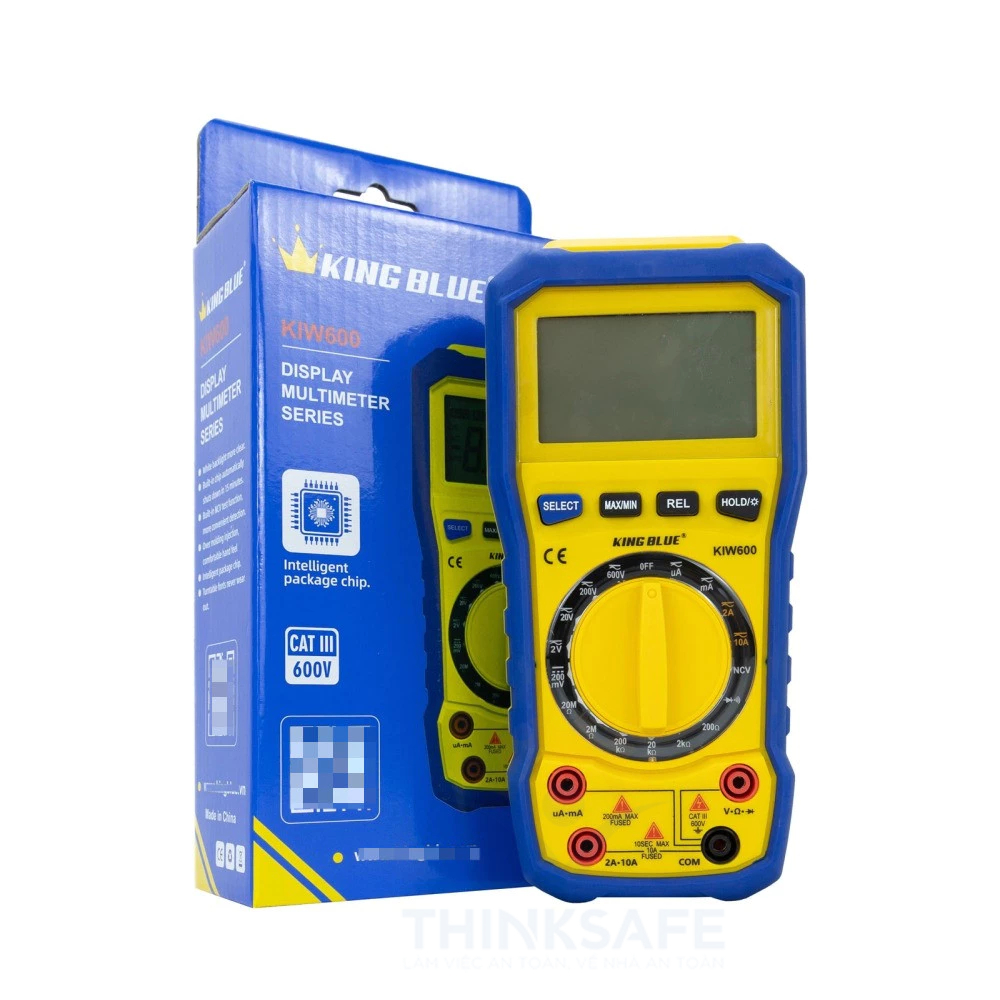 Đồng hồ đo điện vạn năng điện tử 600V KingBlue KIW-600 hiển thị 2000 số đếm, chuẩn CAT II 600V kèm dây đo