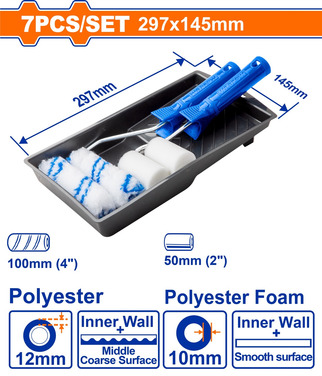 Bộ khay và con lăn sơn WADFOW WCB3H34, WCB3H71