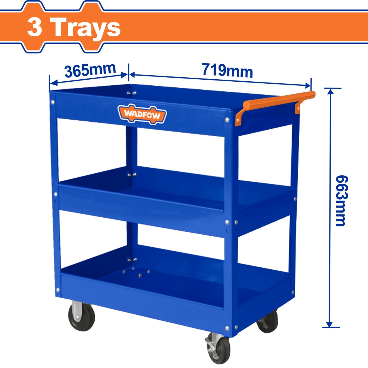 Xe đẩy đựng đồ nghề 3 ngăn 719x365x663mm WADFOW WCS1A13