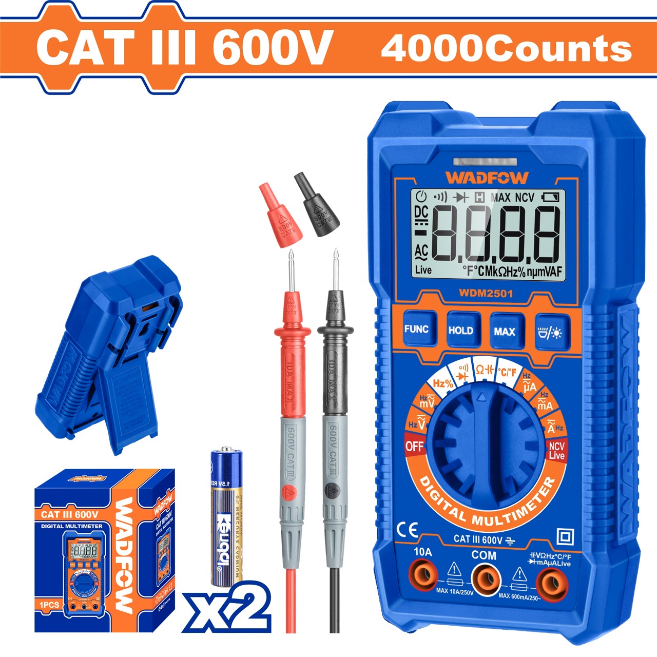 Đồng hồ vạn năng 600V-4000 số đếm WADFOW WDM2501