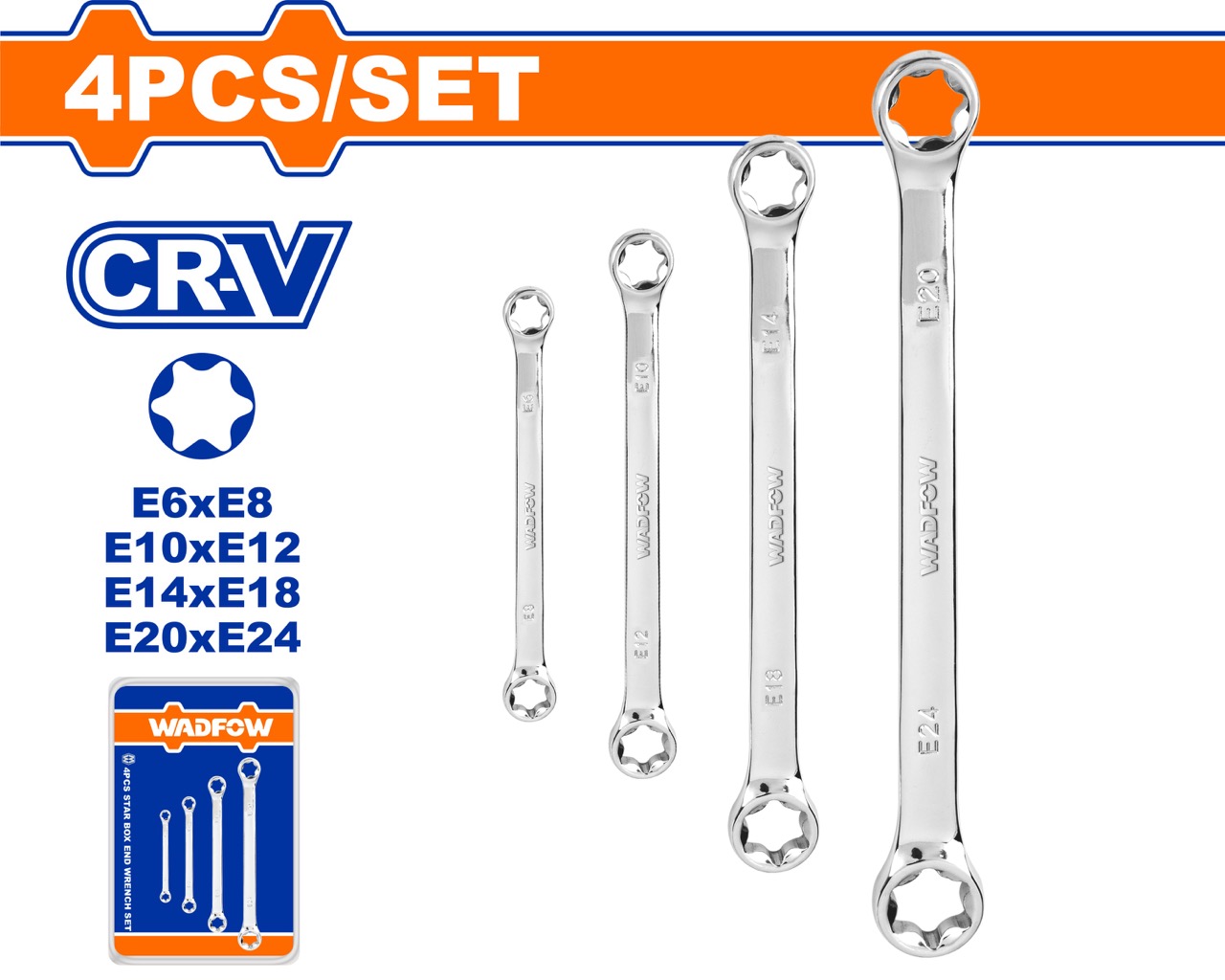 Bộ 4 cờ lê vòng miệng WADFOW WFR2404