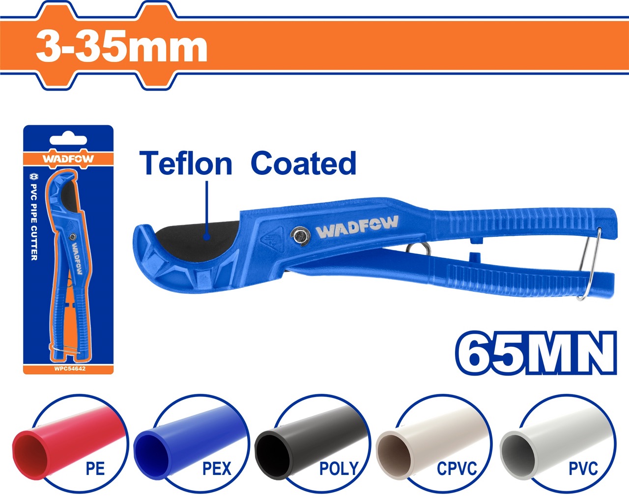 Kéo cắt ống PVC Wadfow WPC54636 WPC54642 dài 203mm 207mm cắt một lần tráng lớpTeflon chất liệu nhôm cao cấp - Thinksafe