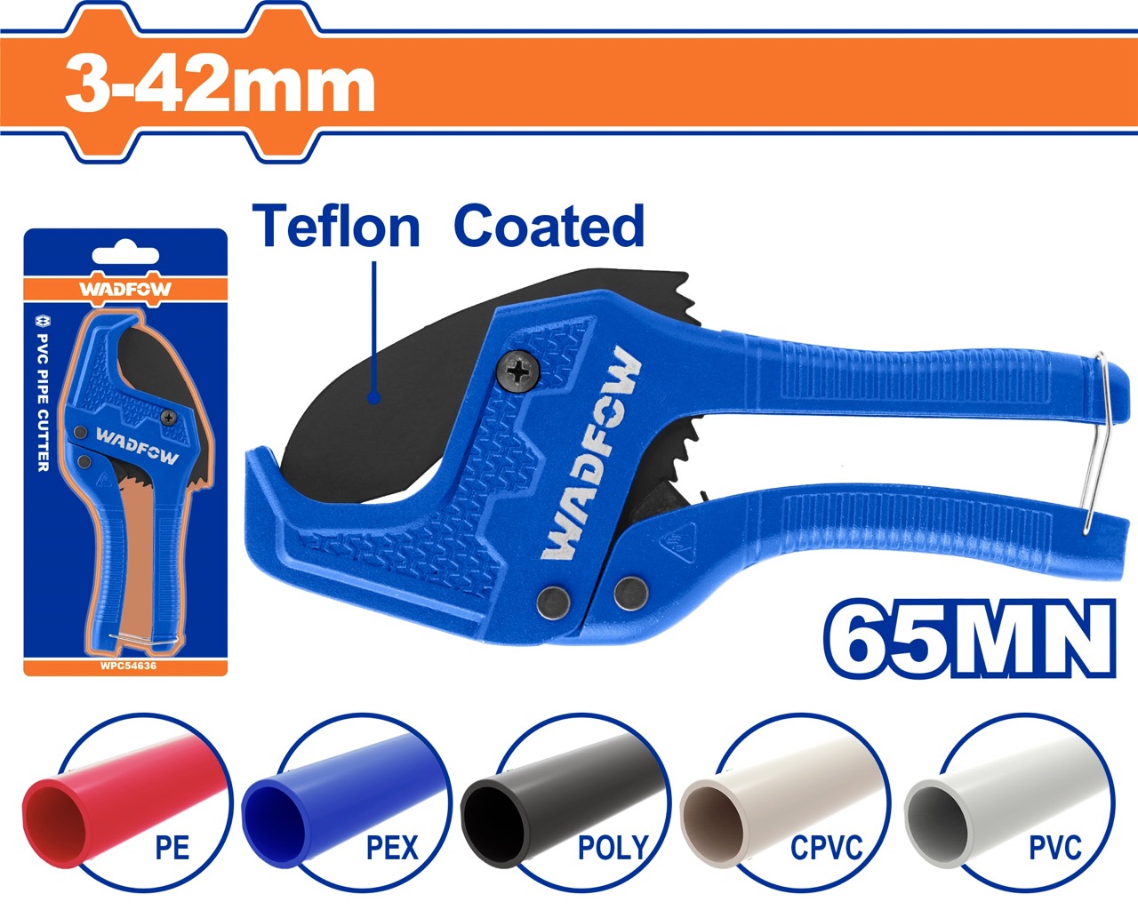 Kéo cắt ống PVC Wadfow WPC54636 WPC54642 dài 203mm 207mm cắt một lần tráng lớpTeflon chất liệu nhôm cao cấp - Thinksafe