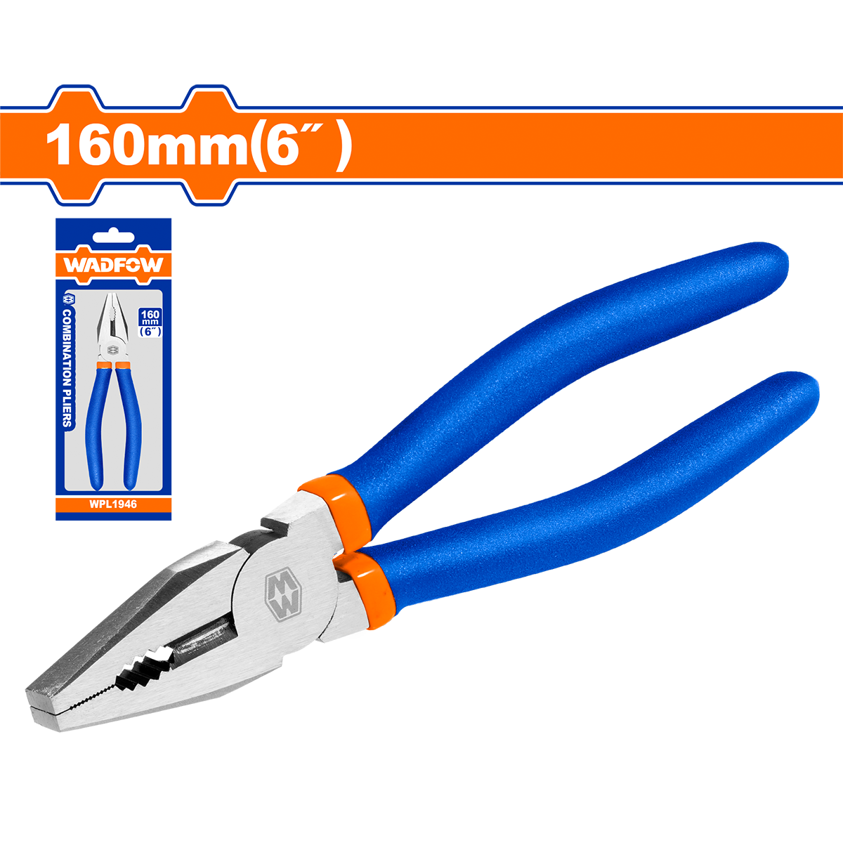 Kềm răng Wadfow WPL1946 WPL1947 WPL1948 kích thước 6 inch 7 inch 8 inch phủ dầu bóng chống gỉ tay cầm nhựa - Thinksafe