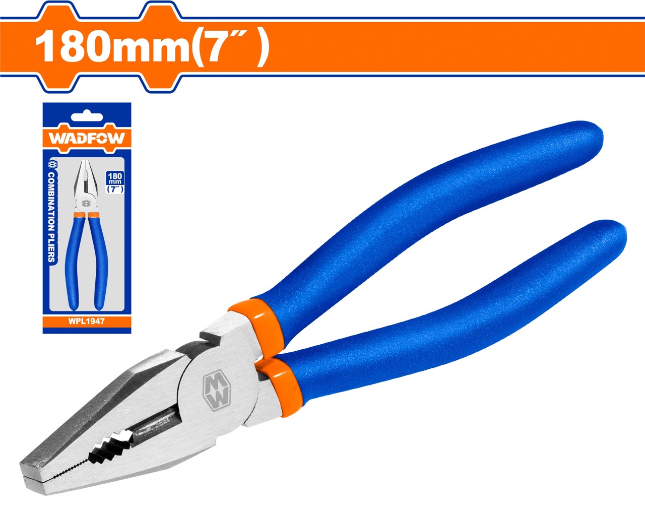 Kềm răng Wadfow WPL1946 WPL1947 WPL1948 kích thước 6 inch 7 inch 8 inch phủ dầu bóng chống gỉ tay cầm nhựa - Thinksafe